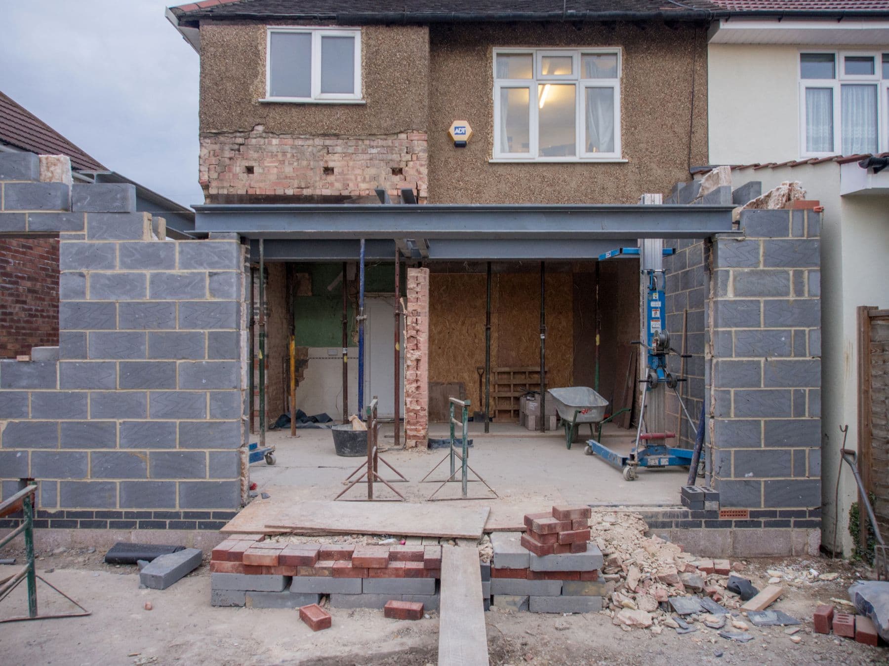 Contractor reviewing work at a residential project